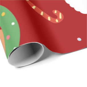 Papel De Regalo Navidades Santa con amigos y Candy Canes