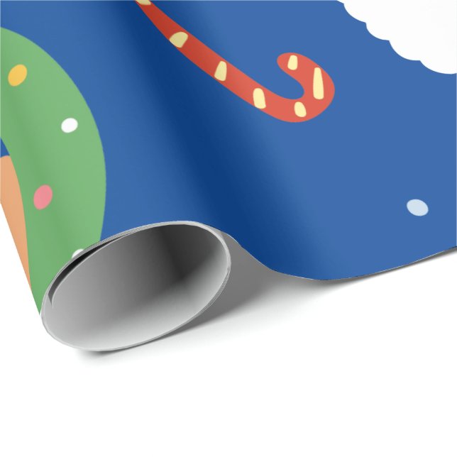 Papel De Regalo Navidades Santa con amigos y Candy Canes envueltos (Esquina del rollo)