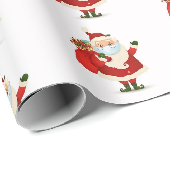 Papel De Regalo Navidades Santa con gafas de máscara (Esquina del rollo)