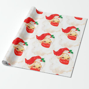 Papel De Regalo Navidades Santa Covid-19 Mask Merry Fun Greeting
