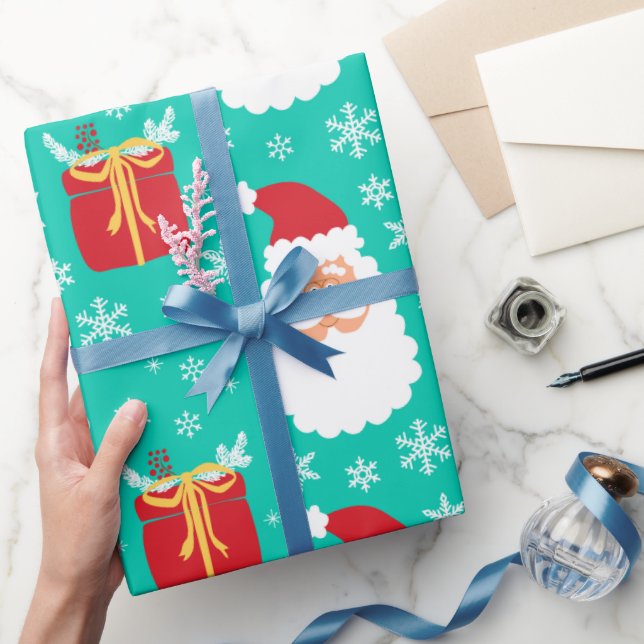 Papel De Regalo Navidades Santa Cute copos de nieve y regalos (Regalar)