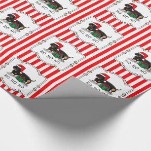 Papel De Regalo Navidades Santa Dachshund (S black & tan) Gracioso