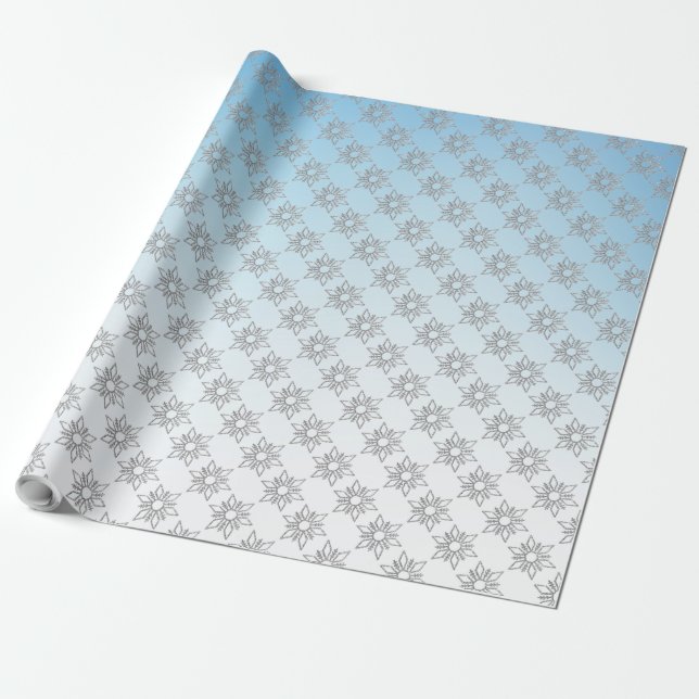 Papel De Regalo Navidades Santa de plata y azul (Desenrollado)