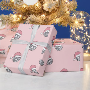 Papel De Regalo Navidades Santa disco rosa