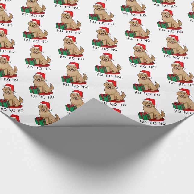 Papel De Regalo Navidades Santa Goldendoodle (rojo dorado) Cute de (Esquina)