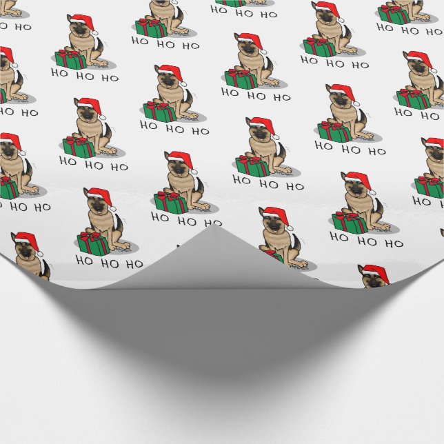 Papel De Regalo Navidades Santa Hat German Shepherd Dog Cute (Esquina)
