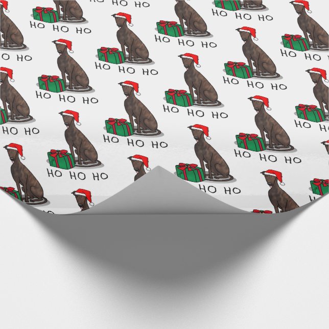 Papel De Regalo Navidades Santa Hat Greyhound Dog (romano le) Cute (Esquina)
