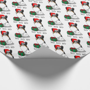 Papel De Regalo Navidades Santa Hat Papillon (tricolor) Perro Cute