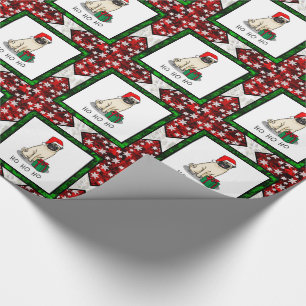 Papel De Regalo Navidades Santa Hat Pug Dog (flor claro) Cute
