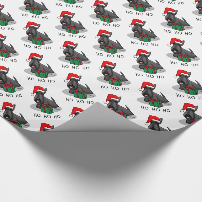 Papel De Regalo Navidades Santa Hat Scottish Terrier (negro) (Esquina)