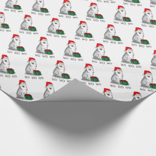 Papel De Regalo Navidades Santa Hat Siberian Husky (plata) Cute