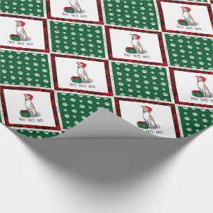 Papel De Regalo Navidades Santa Hat Whippet Dog Fawn & white Cute