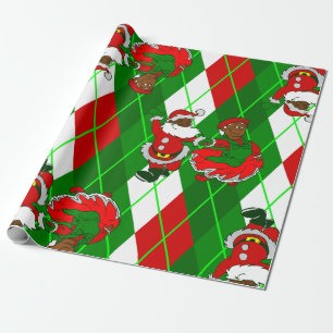 Papel De Regalo navidades santa negra esposa plaid