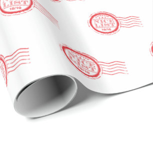 Papel De Regalo NAVIDADES SANTA NICE LIST sello rojo aprobado