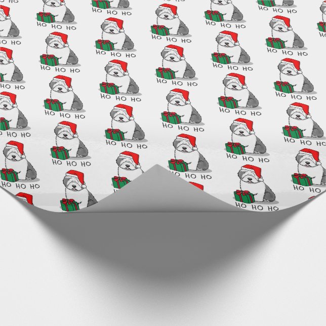 Papel De Regalo Navidades Santa Old English Sheepdog (Gris 1) Cute (Esquina)