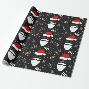 Papel De Regalo Navidades Santa Patrón Fondo negro con oro