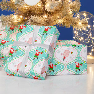 Papel De Regalo Navidades Santa Pickleball Ogee Pattern Wraping P