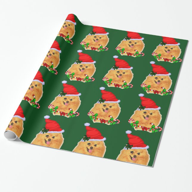 Papel De Regalo Navidades Santa Pomerania (Desenrollado)