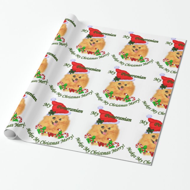 Papel De Regalo Navidades Santa Pomerania (Desenrollado)