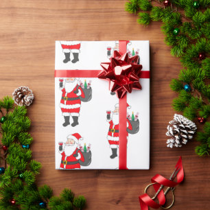 Papel De Regalo Navidades Santa Red Wine Lover