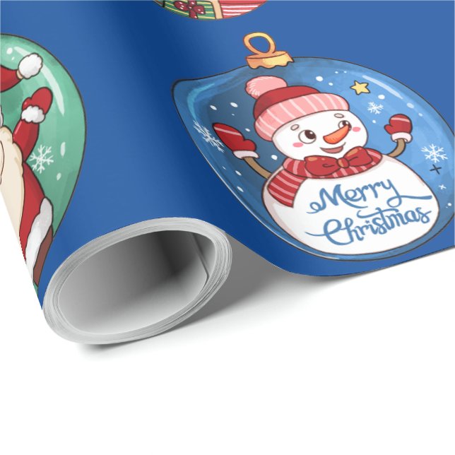 Papel De Regalo Navidades Santa, Snowman, renos (Esquina del rollo)