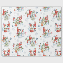 Papel De Regalo Navidades Santa Snowmen