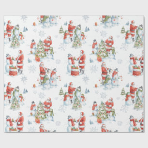 Papel De Regalo Navidades Santa Snowmen