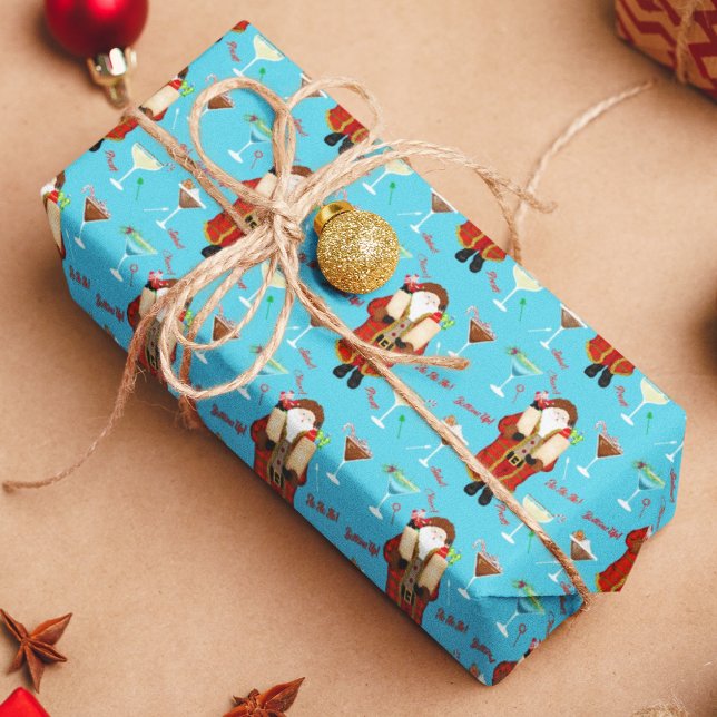 Papel De Regalo Navidades Santa trayendo licor de vacaciones (Subido por el creador)