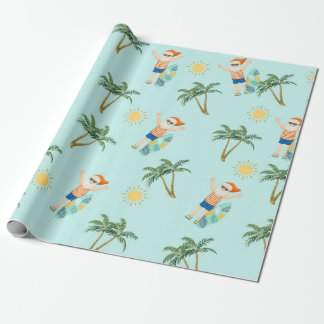 Papel De Regalo Navidades Santa Tropical Beach Summer