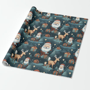 Papel De Regalo Navidades santa y renos