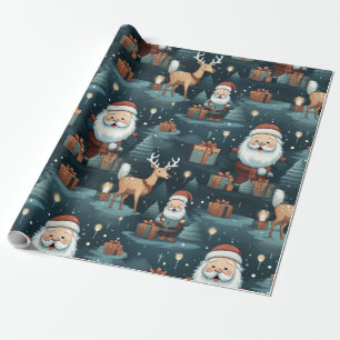 Papel De Regalo Navidades santa y renos