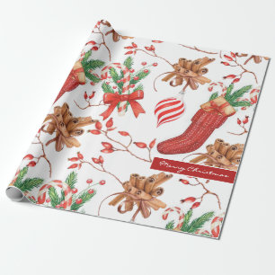 Papel De Regalo Navidades Scents Cinnamon and Peppermint Pattern