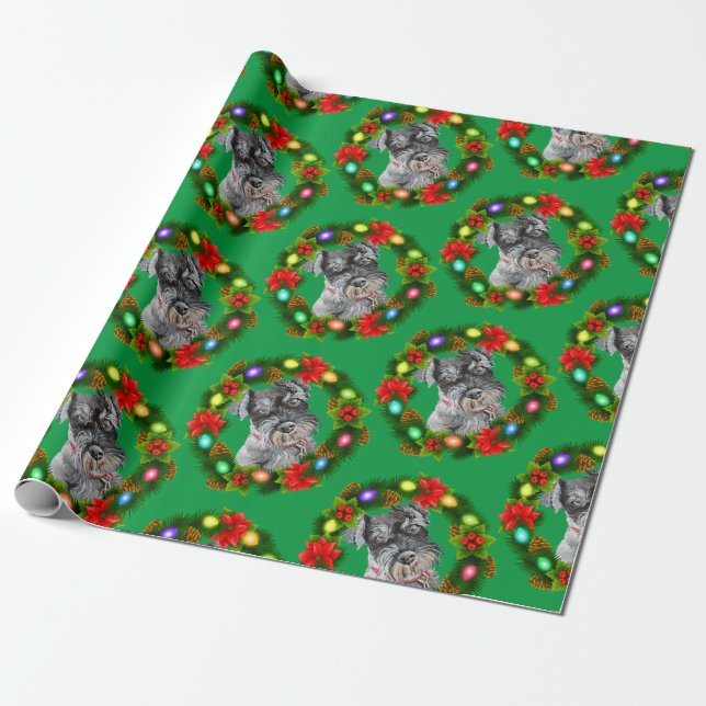 Papel De Regalo Navidades Schnauzer Salt Pepper (Desenrollado)