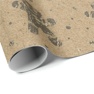 Papel De Regalo Navidades Sepia Gold Gingerbread Man Kraft