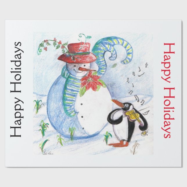 Papel De Regalo Navidades SERENADE DE SNOWMAN Y PENGUIN