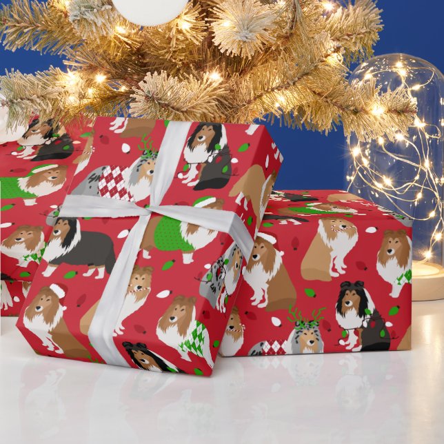 Papel De Regalo Navidades Sheltie Shetland Sheepdog (Vacaciones)