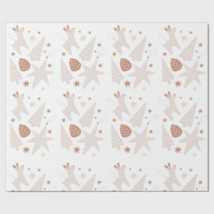 Papel De Regalo Navidades simples de color blanco marrón