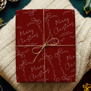 Papel De Regalo Navidades singulares de la mano dibujados en rojo 
