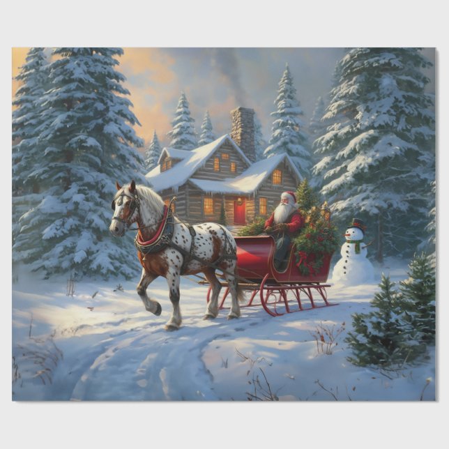 Papel De Regalo Navidades Sleigh Santa (Superficie plana)
