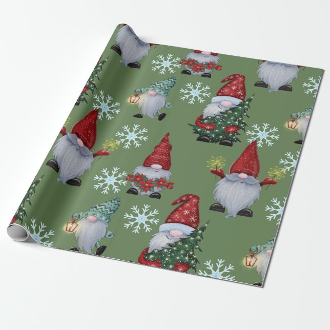 Papel De Regalo Navidades Snow Gnomes (Desenrollado)