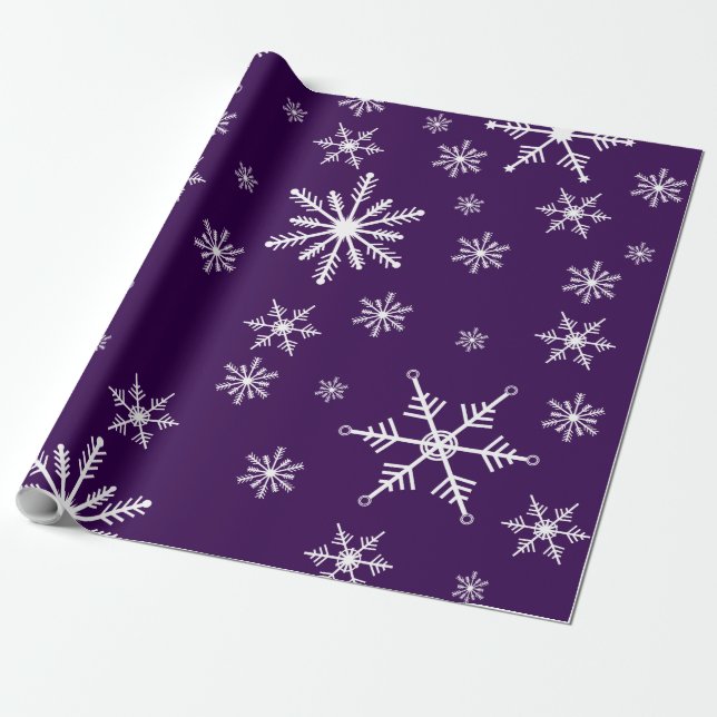 Papel De Regalo Navidades Snowflake En Morado (Desenrollado)