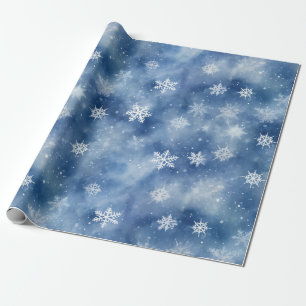 Papel De Regalo Navidades Snowflakes Blue Sky