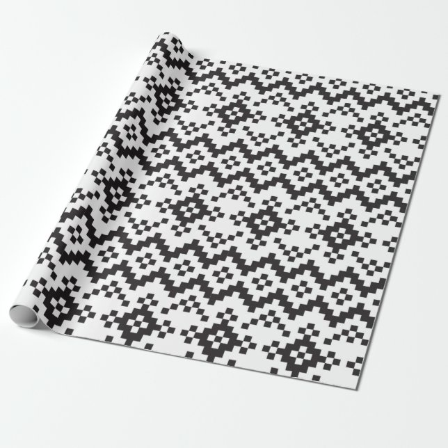 Papel De Regalo Navidades Snowflakes Fair Isle Seamless Patternart (Desenrollado)