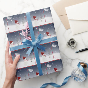 Papel De Regalo Navidades Snowman con estrella del oro