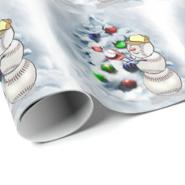 Papel De Regalo Navidades Snowman de Béisbol