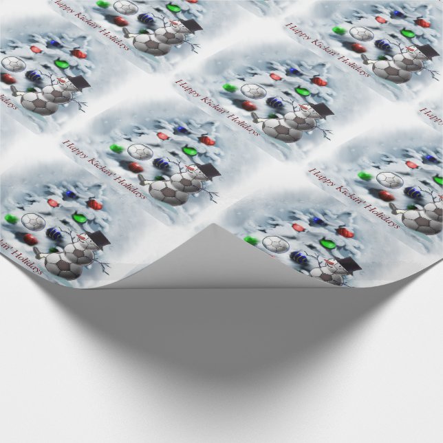 Papel De Regalo Navidades Snowman de la pelota de fútbol (Esquina)