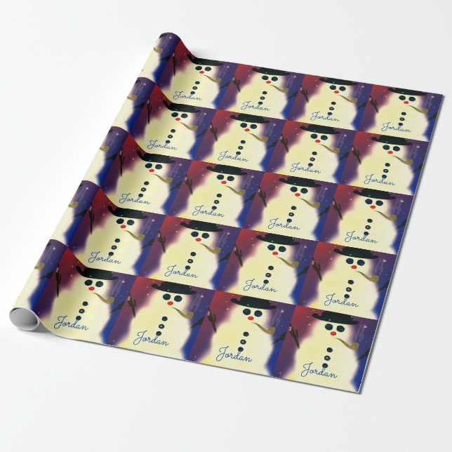 Papel De Regalo Navidades Snowman personalizados (Desenrollado)