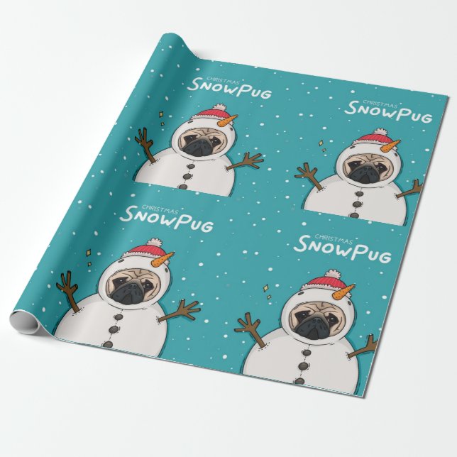 Papel De Regalo Navidades SnowPug (Desenrollado)