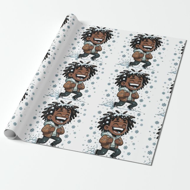 Papel De Regalo Navidades Snowy Navidades de risa envolviendo pape (Desenrollado)