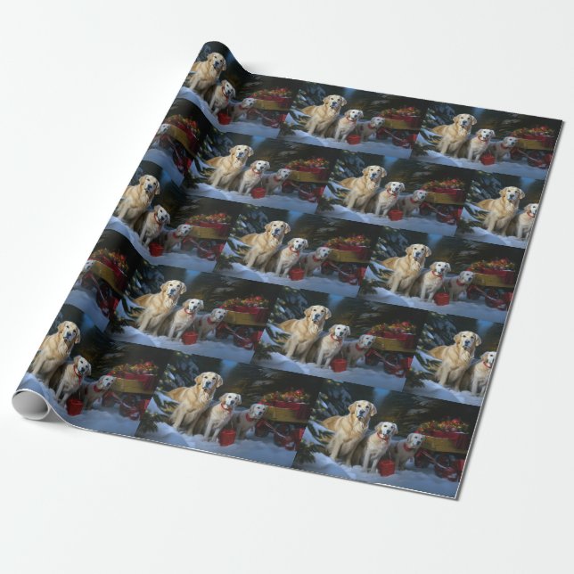 Papel De Regalo Navidades Snowy Sleigh Decoran (Desenrollado)